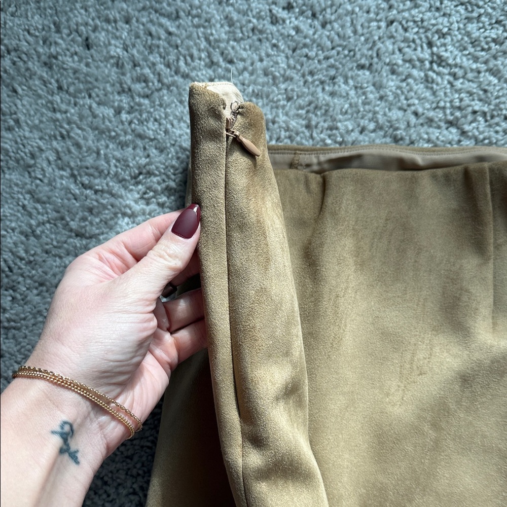 Tan Suede Mini Skirt - Picture 3 of 4